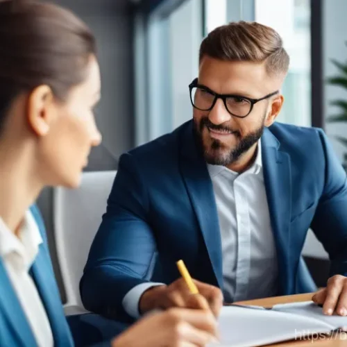 Home 23 비즈니스 코칭 교육 프로그램 리뷰 - **Image Prompt 1: Individual Growth and Mentorship in a Modern Office**
A bright, clean, and mod...