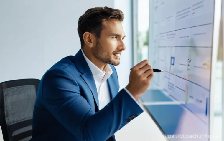 비즈니스 코칭과 업무 우선순위 설정 - **Image Prompt: Guiding Through the AI Tsunami**
    A diverse group of professionals, impeccably dr...